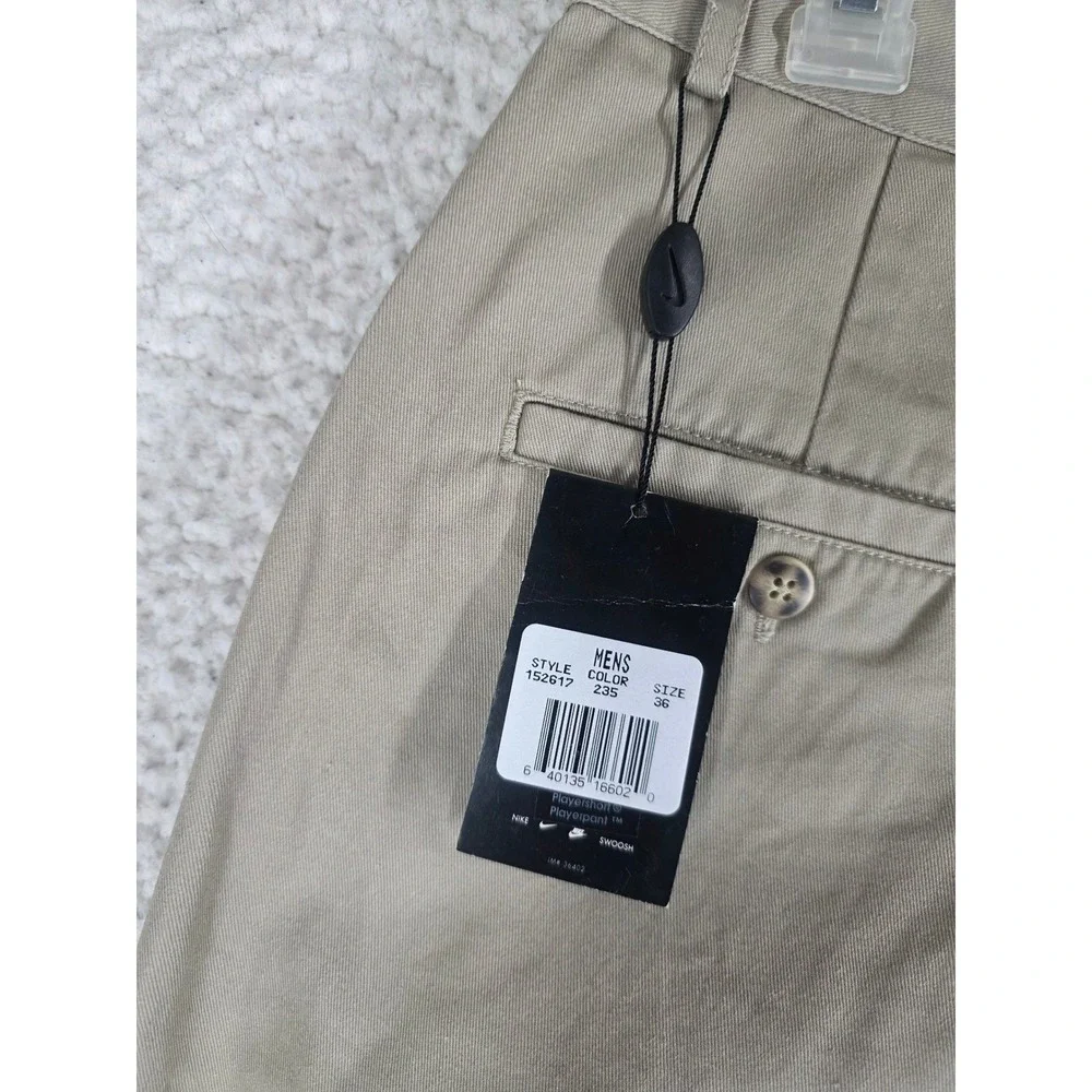 Vtg Deadstock Nike Playerpant Mens 36 Khaki Pleated Pant Unhemmed 152617-235 NWT